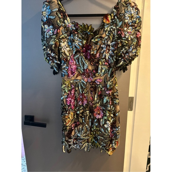 Oscar de la Renta sequin floral appliqué dress- Size 4 never worn - Picture 5 of 7